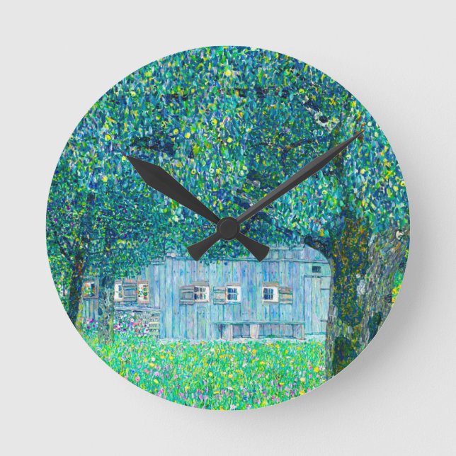 Gustav Klimt Farmhouse i Oberösterreich Rund Klocka (Framsida)