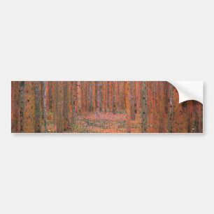 Gustav Klimt Fir Forest Tannenwald Red Träd Bildekal