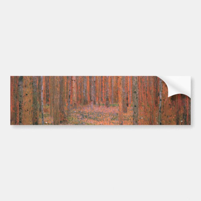 Gustav Klimt Fir Forest Tannenwald Red Träd Bildekal (Framsidan)