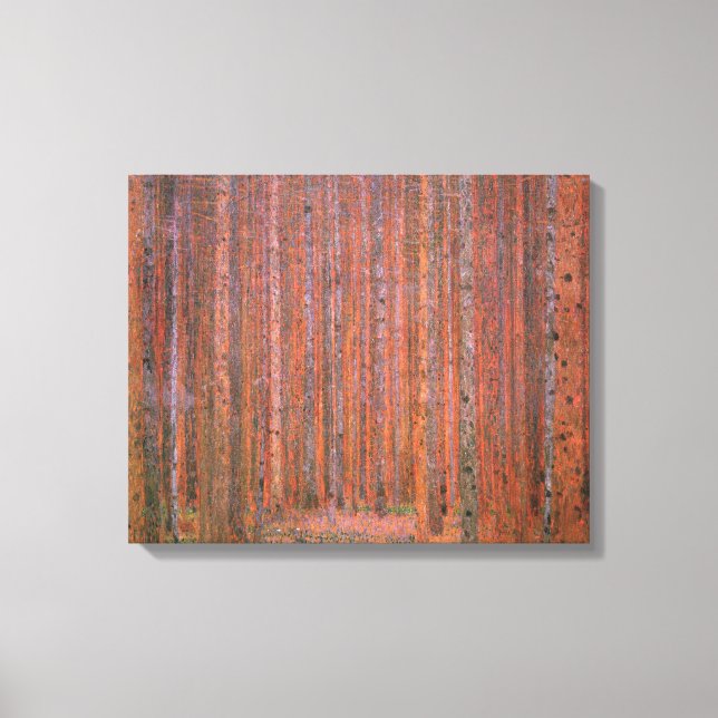 Gustav Klimt Fir Forest Tannenwald Red Träd Canvastryck (Framsida)