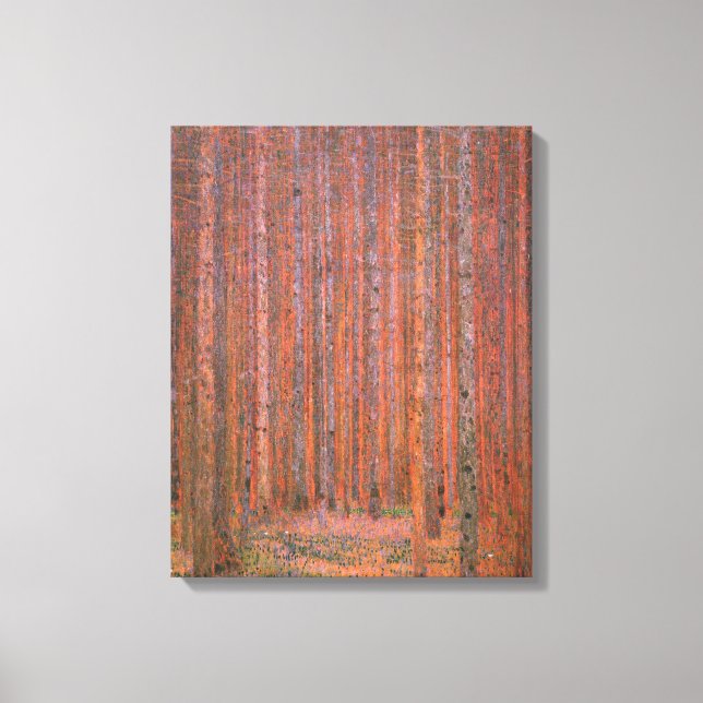 Gustav Klimt Fir Forest Tannenwald Red Träd Canvastryck (Framsida)