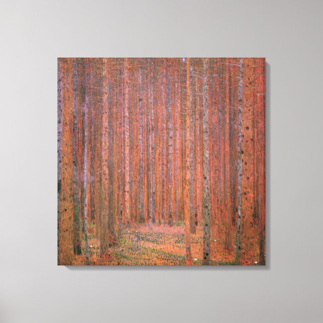 Gustav Klimt Fir Forest Tannenwald Red Träd Canvastryck (Framsida)
