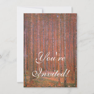 Gustav Klimt Fir Forest Tannenwald Red Träd Inbjudningar