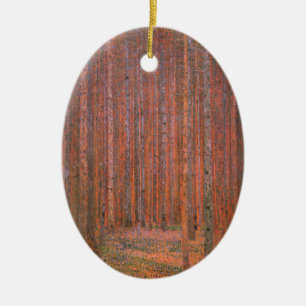 Gustav Klimt Fir Forest Tannenwald Red Träd Julgransprydnad Keramik