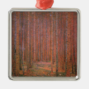 Gustav Klimt Fir Forest Tannenwald Red Träd Julgransprydnad Metall