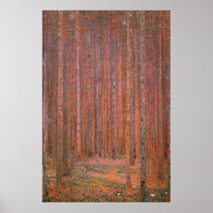 Gustav Klimt Fir Forest Tannenwald Red Träd Poster
