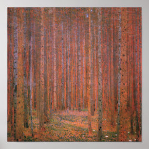Gustav Klimt Fir Forest Tannenwald Red Träd Poster