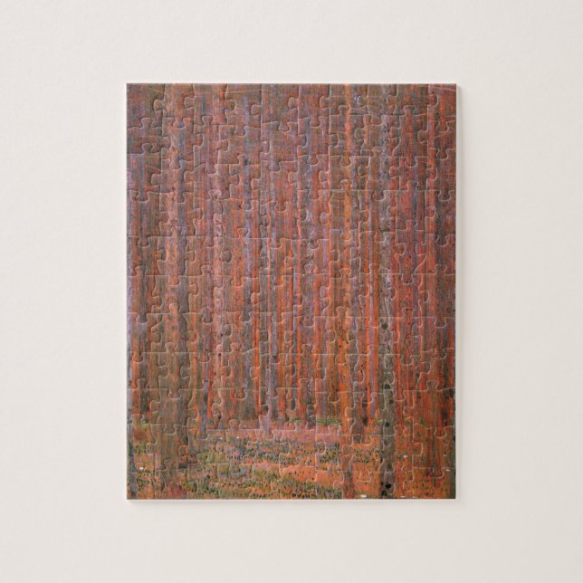 Gustav Klimt Fir Forest Tannenwald Red Träd Pussel (Vertikal)