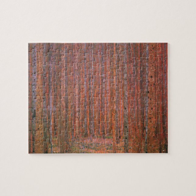Gustav Klimt Fir Forest Tannenwald Red Träd Pussel (Horisontell)