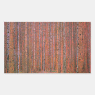 Gustav Klimt Fir Forest Tannenwald Red Träd Rektangulärt Klistermärke