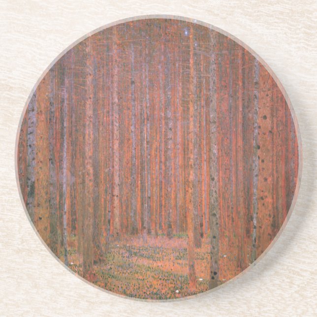 Gustav Klimt Fir Forest Tannenwald Red Träd Underlägg Sandsten (Framsidan)