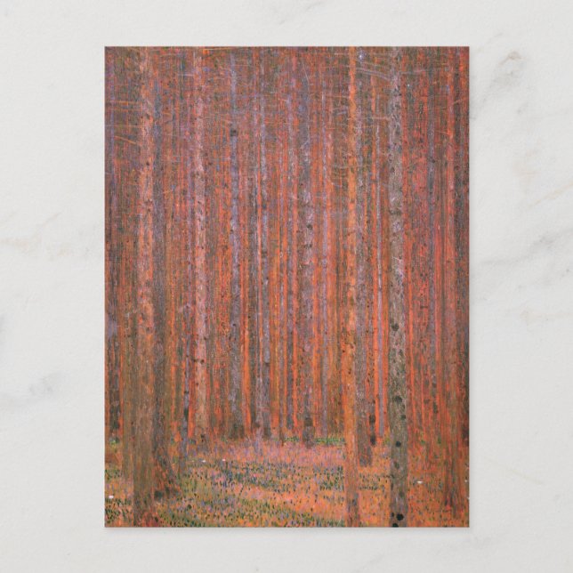 Gustav Klimt Fir Forest Tannenwald Red Träd Vykort (Framsida)