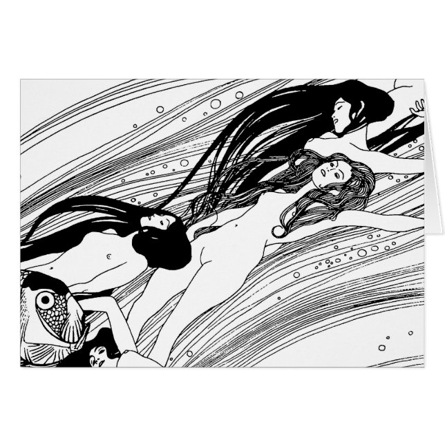 Gustav Klimt - Fisk Blod Surreal Japansk Konst Hälsningskort (Framsidan Horizontal)
