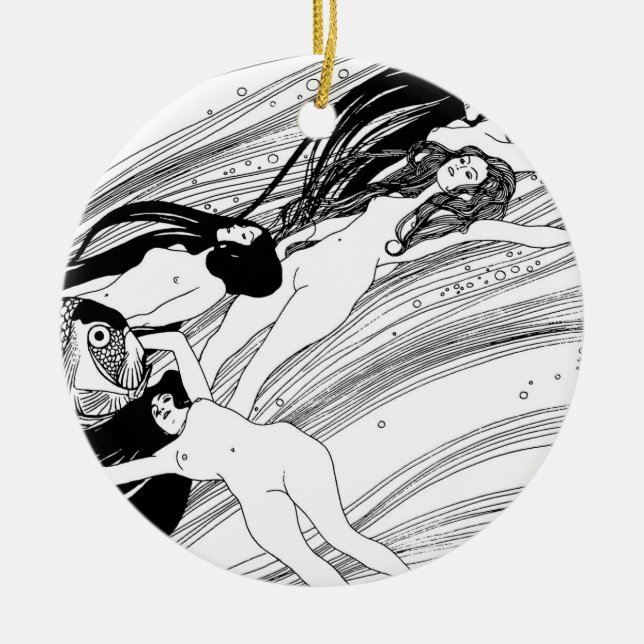 Gustav Klimt - Fisk Blod Surreal Japansk Konst Julgransprydnad Keramik (Framsidan)