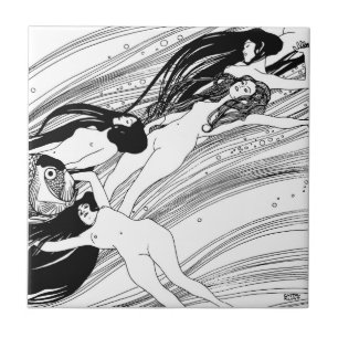 Gustav Klimt - Fisk Blod Surreal Japansk Konst Kakelplatta