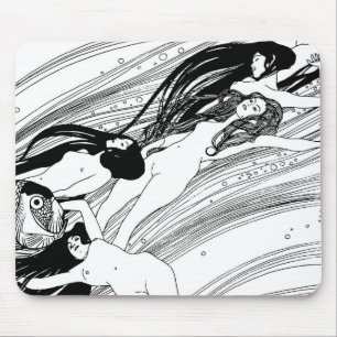 Gustav Klimt - Fisk Blod Surreal Japansk Konst Musmatta