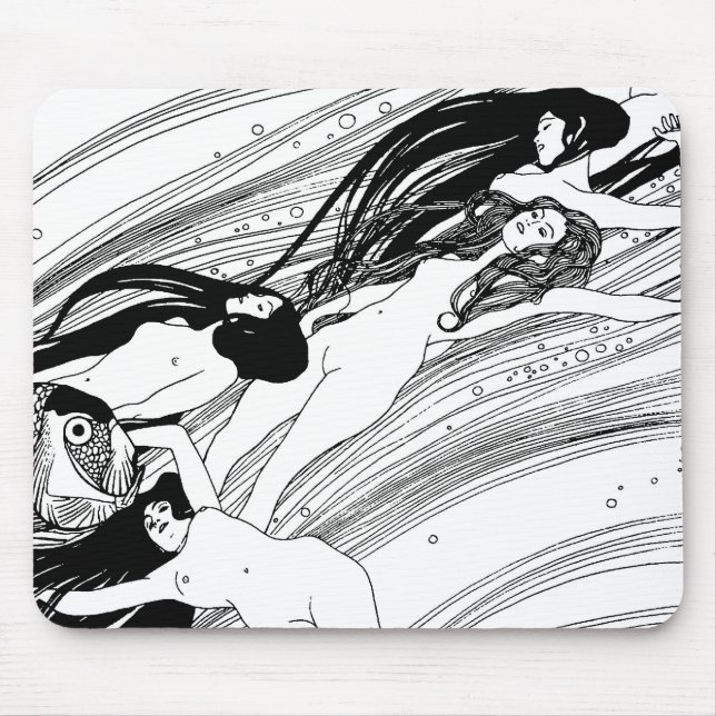 Gustav Klimt - Fisk Blod Surreal Japansk Konst Musmatta (Framsidan)