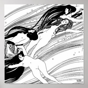 Gustav Klimt - Fisk Blod Surreal Japansk Konst Poster