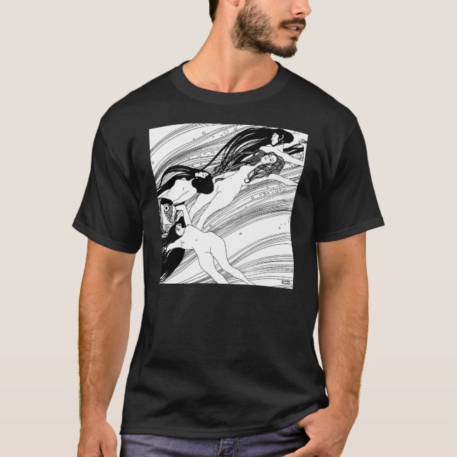 Gustav Klimt - Fisk Blod Surreal Japansk Konst T Shirt (Framsida)