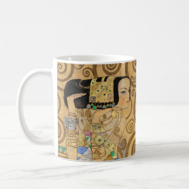 Gustav Klimt - Förväntning, Stoclet Frieze Kaffemugg (Vänster)