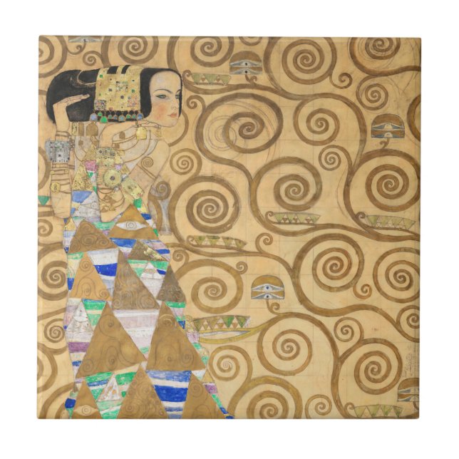 Gustav Klimt - Förväntning, Stoclet Frieze Kakelplatta (Framsidan)