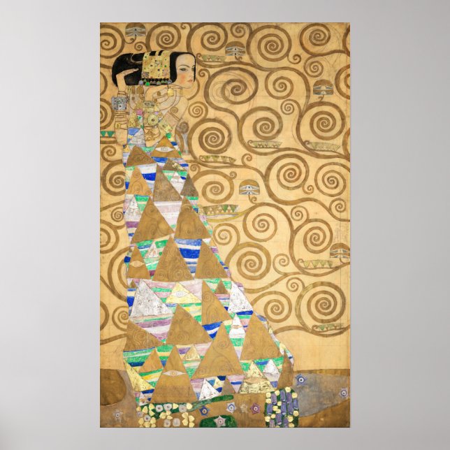 Gustav Klimt - Förväntning, Stoclet Frieze Poster (Framsidan)