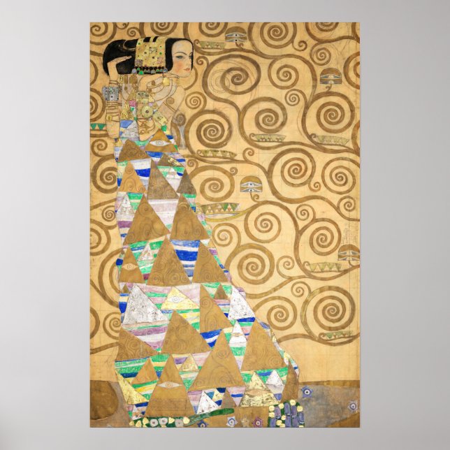 Gustav Klimt - Förväntning, Stoclet Frieze Poster (Framsidan)