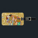 Gustav Klimt Fulfillment Nouveau Couple Bagagebricka<br><div class="desc">Gustav Klimt,  Fulfillment 1910-1911 Art nouveau Couple med Klimts namnteckning snurrande design och vackra guld-målning.</div>