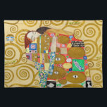 Gustav Klimt Fulfillment Nouveau Couple Bordstablett<br><div class="desc">Gustav Klimt,  Fulfillment 1910-1911 Art nouveau Couple med Klimts namnteckning snurrande design och vackra guld-målning.</div>
