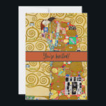 Gustav Klimt Fulfillment Nouveau Couple Inbjudningar<br><div class="desc">Gustav Klimt,  Fulfillment 1910-1911 Art nouveau Couple med Klimts namnteckning snurrande design och vackra guld-målning.</div>