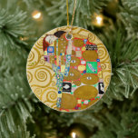 Gustav Klimt Fulfillment Nouveau Couple Julgransprydnad Keramik<br><div class="desc">Gustav Klimt,  Fulfillment 1910-1911 Art nouveau Couple med Klimts namnteckning snurrande design och vackra guld-målning.</div>