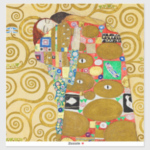 Gustav Klimt Fulfillment Nouveau Couple Klistermärken
