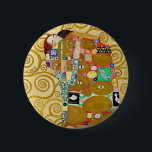 Gustav Klimt Fulfillment Nouveau Couple Knapp<br><div class="desc">Gustav Klimt,  Fulfillment 1910-1911 Art nouveau Couple med Klimts namnteckning snurrande design och vackra guld-målning.</div>