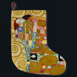 Gustav Klimt Fulfillment Nouveau Couple Liten Julstrumpa<br><div class="desc">Gustav Klimt,  Fulfillment 1910-1911 Art nouveau Couple med Klimts namnteckning snurrande design och vackra guld-målning.</div>