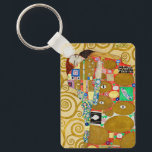 Gustav Klimt Fulfillment Nouveau Couple Nyckelring<br><div class="desc">Gustav Klimt,  Fulfillment 1910-1911 Art nouveau Couple med Klimts namnteckning snurrande design och vackra guld-målning.</div>
