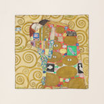 Gustav Klimt Fulfillment Nouveau Couple Sjal<br><div class="desc">Gustav Klimt,  Fulfillment 1910-1911 Art nouveau Couple med Klimts namnteckning snurrande design och vackra guld-målning.</div>