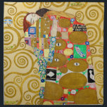 Gustav Klimt Fulfillment Nouveau Couple Tygservett<br><div class="desc">Gustav Klimt,  Fulfillment 1910-1911 Art nouveau Couple med Klimts namnteckning snurrande design och vackra guld-målning.</div>
