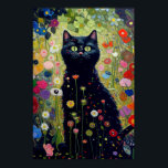 Gustav Klimt Garden Cat Poster<br><div class="desc">Gustav Klimt Garden Cat Poster, Gustav Klimt Garden Cat Print, Gustav Kl, Gustave Klimt Flowers Cat Poster, Black Cat Art, Klimt Cat, Gustav Klimt Cat, Funny Cat Sak</div>