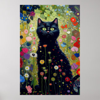 Gustav Klimt Garden Cat Poster