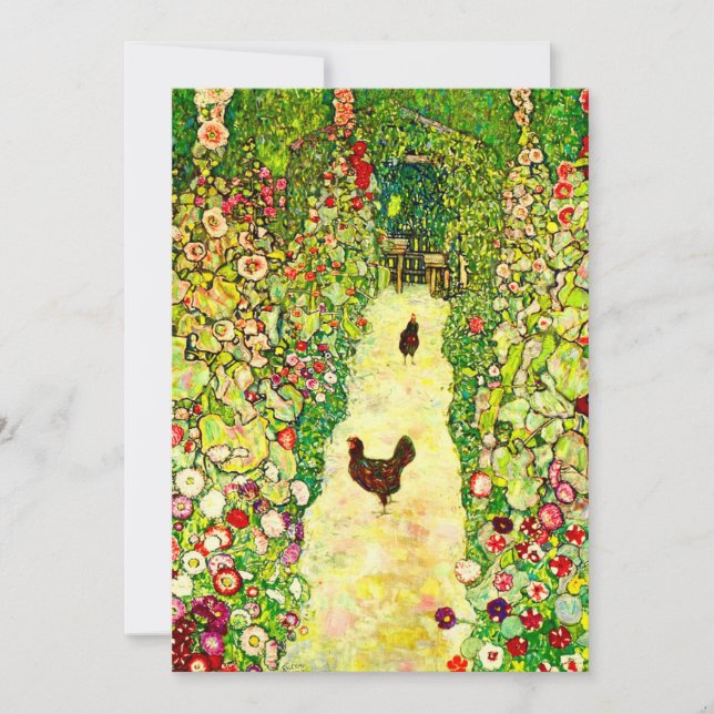 Gustav Klimt Garden med Chickens Inbjudningar (Framsida)