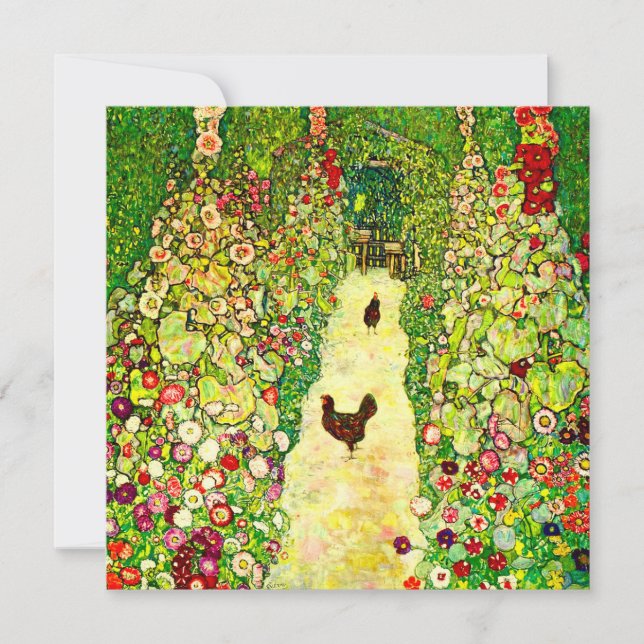 Gustav Klimt Garden med Chickens Inbjudningar (Framsida)