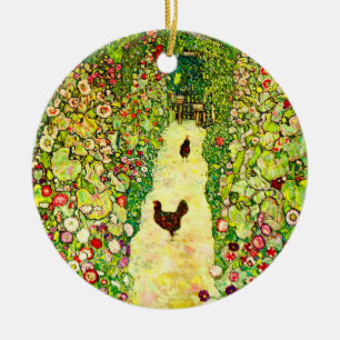 Gustav Klimt Garden med Chickens Julgransprydnad Keramik