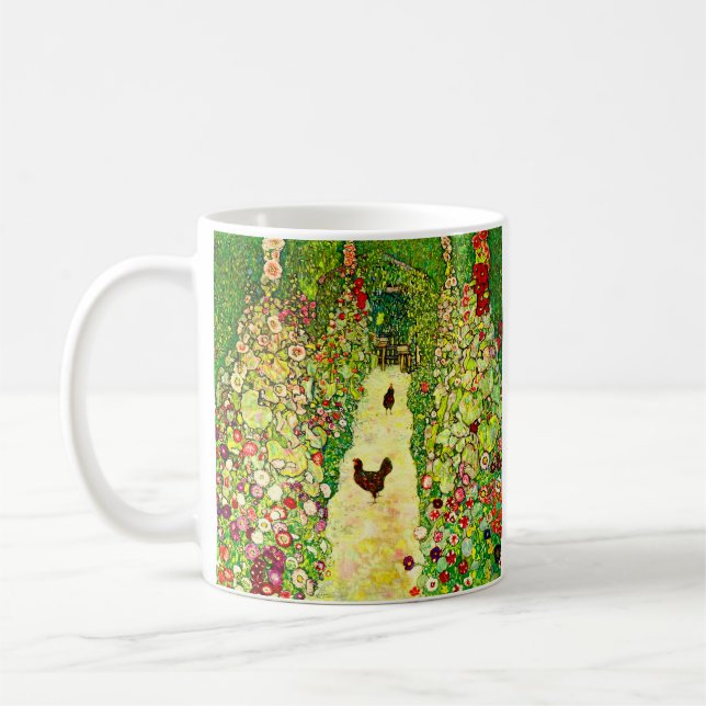Gustav Klimt Garden med Chickens Kaffemugg (Vänster)