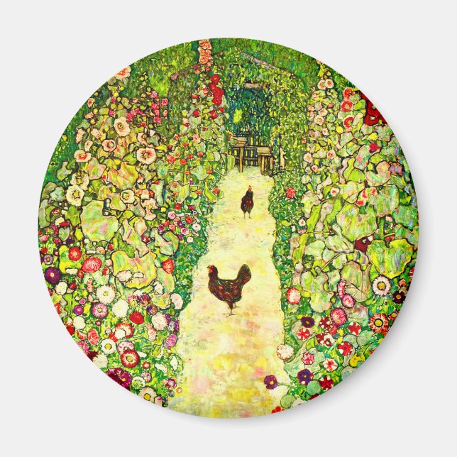 Gustav Klimt Garden med Chickens Magnet (Framsidan)