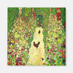 Gustav Klimt Garden med Chickens Magnet