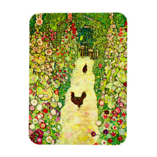 Gustav Klimt Garden med Chickens Magnet
