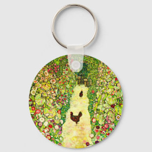 Gustav Klimt Garden med Chickens Nyckelring