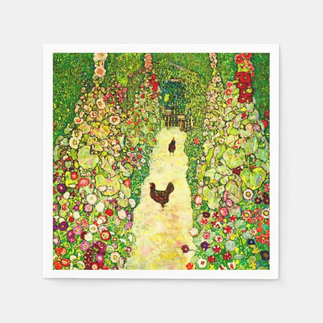 Gustav Klimt Garden med Chickens Pappersservett (Framsidan)