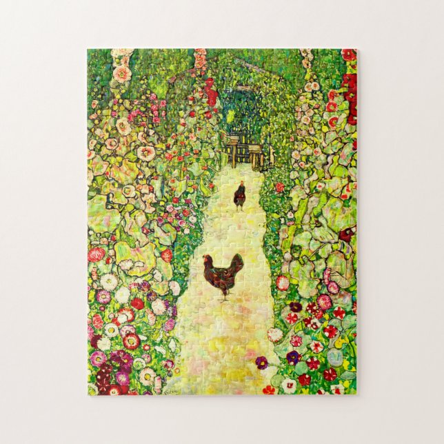 Gustav Klimt Garden med Chickens Pussel (Vertikal)