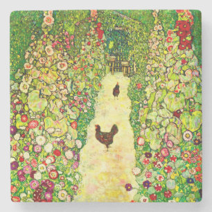 Gustav Klimt Garden med Chickens Stenunderlägg